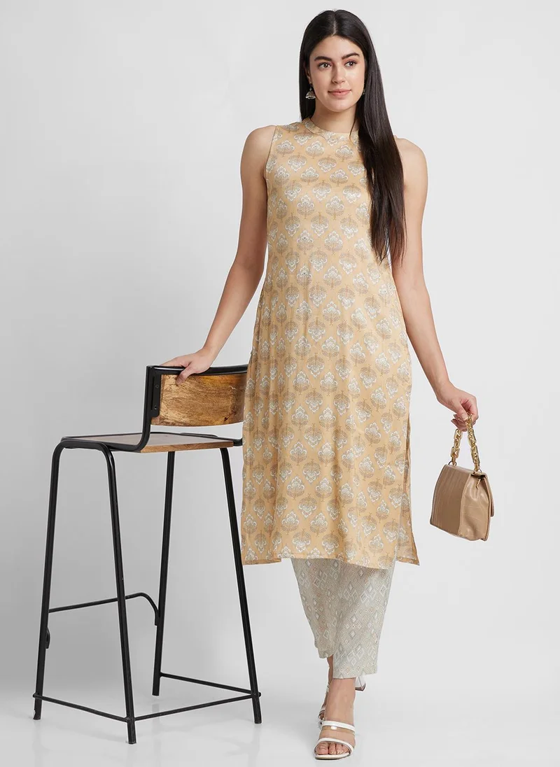 جلو باص كنزة نسائية مطبوعة بالزهور بقصة  مع بنطلون